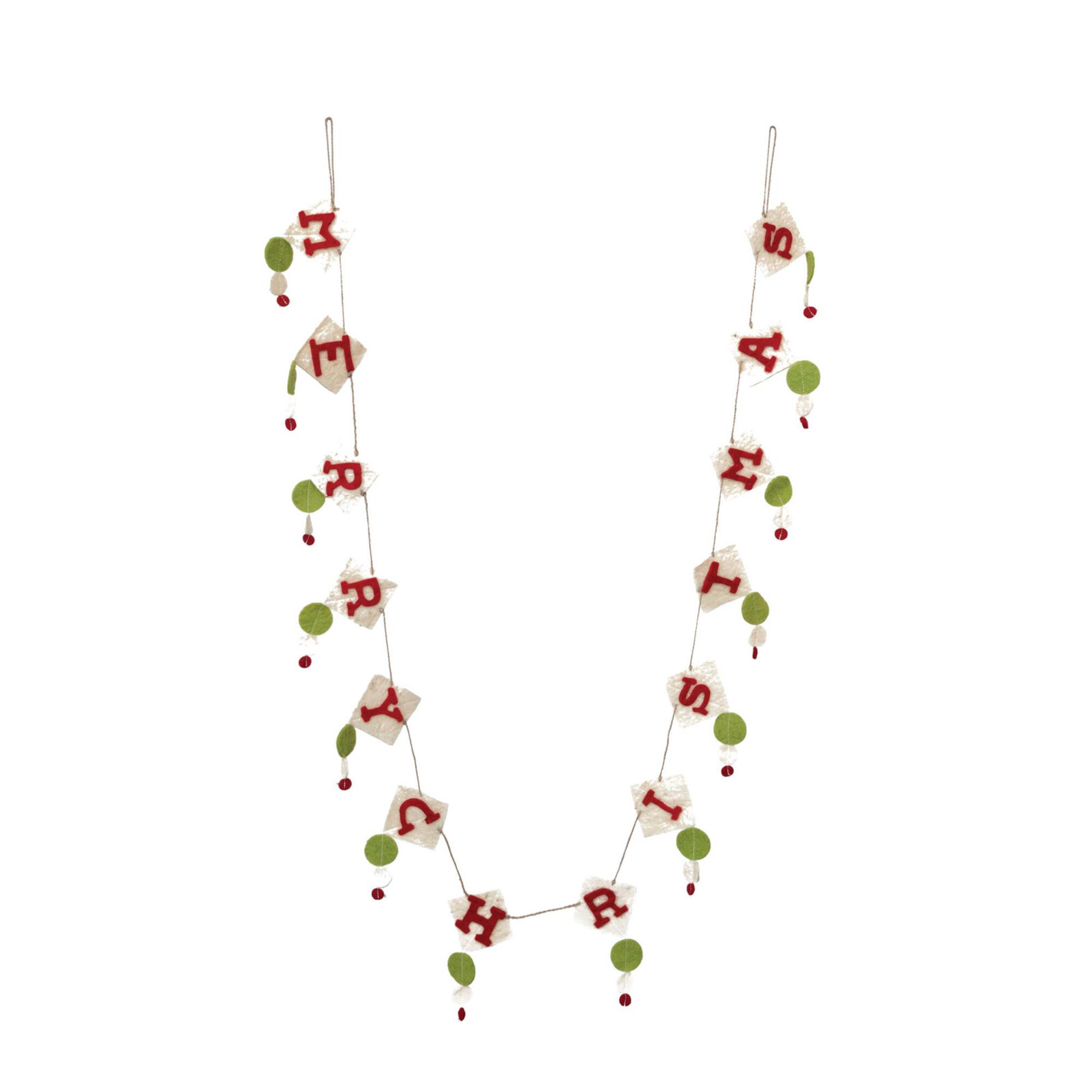 Hello Honey® 6ft. Red & Green Wool Felt Merry Christmas Garland